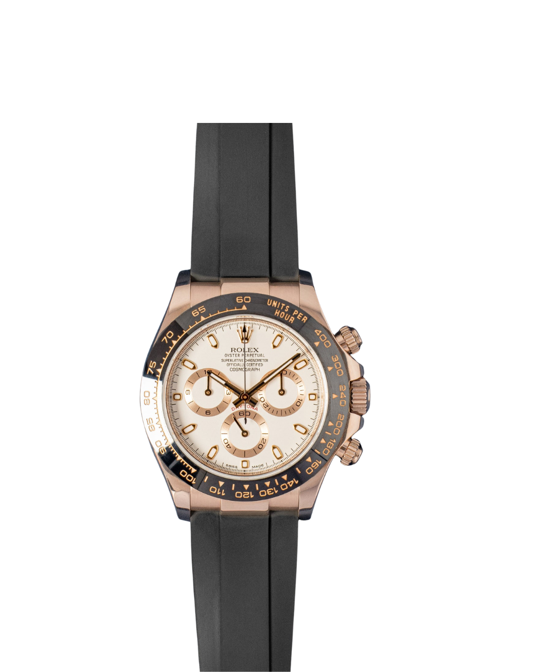 Daytona 116515 RG Ceramic Bezel White Dial Oysterflex Strap